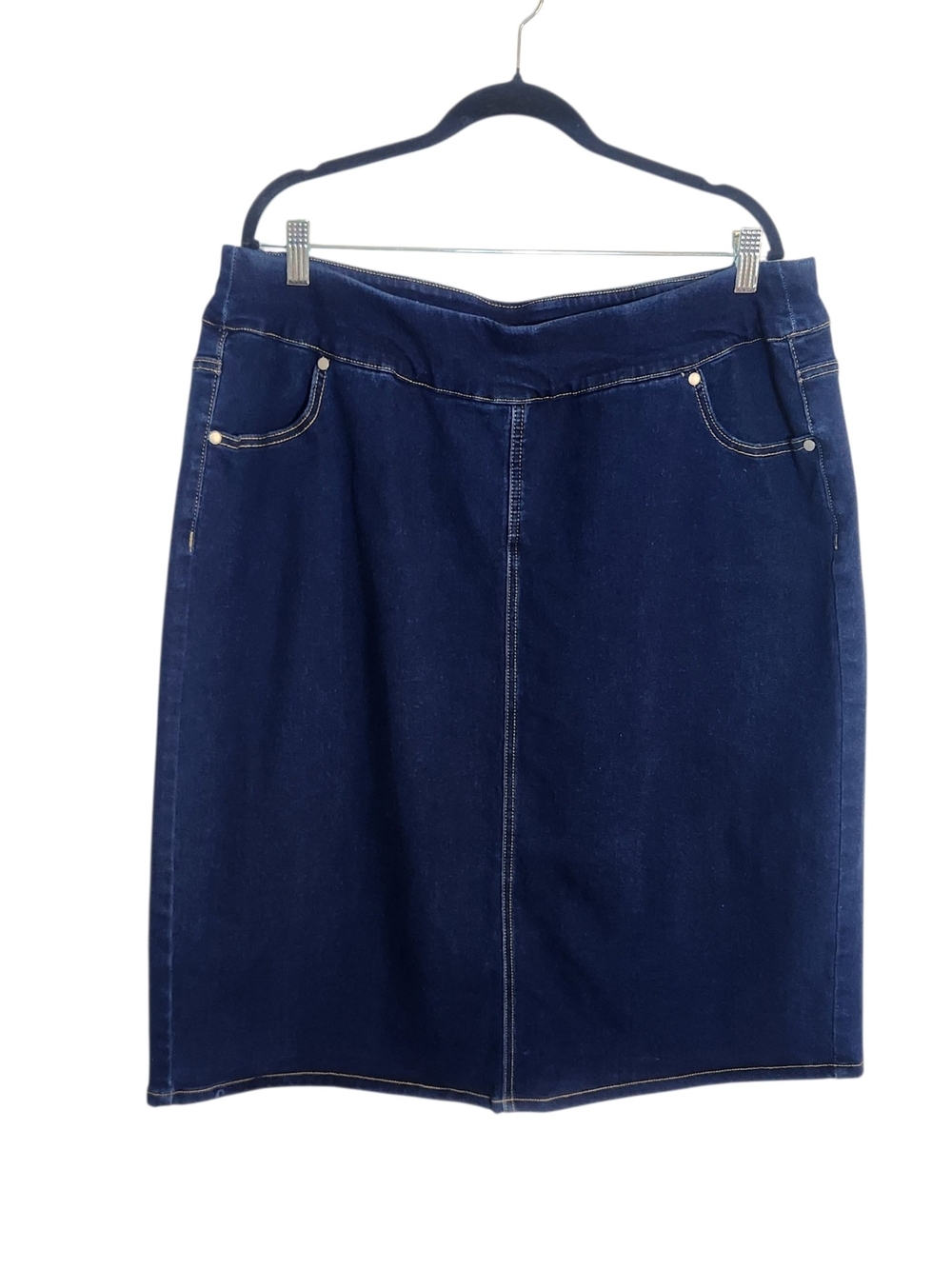 Alivia Ford Dark Wash Pull On Denim Pencil Skirt Size 18W